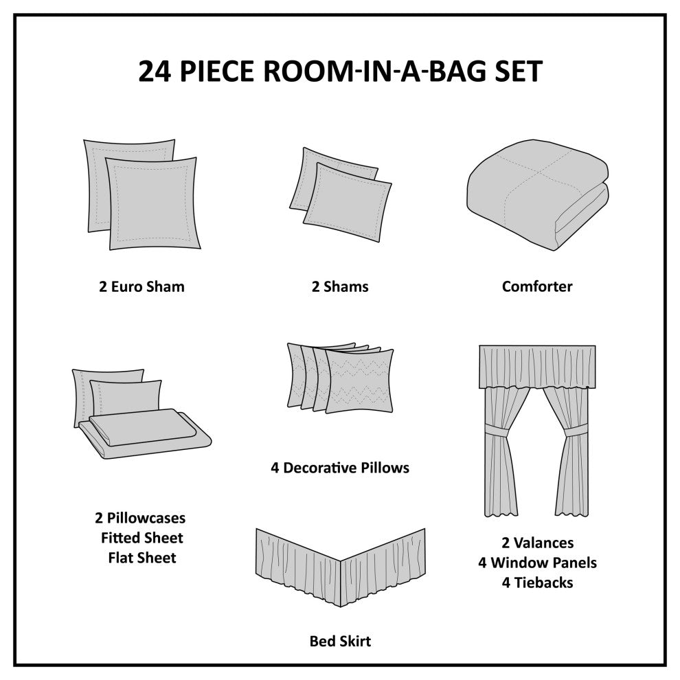 Madison Park Microfiber Jacquard 24-Piece Comforter Set, King