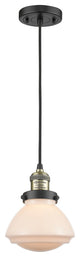 Olean 1-Light Mini Pendant, Black Antique Brass, Matte White