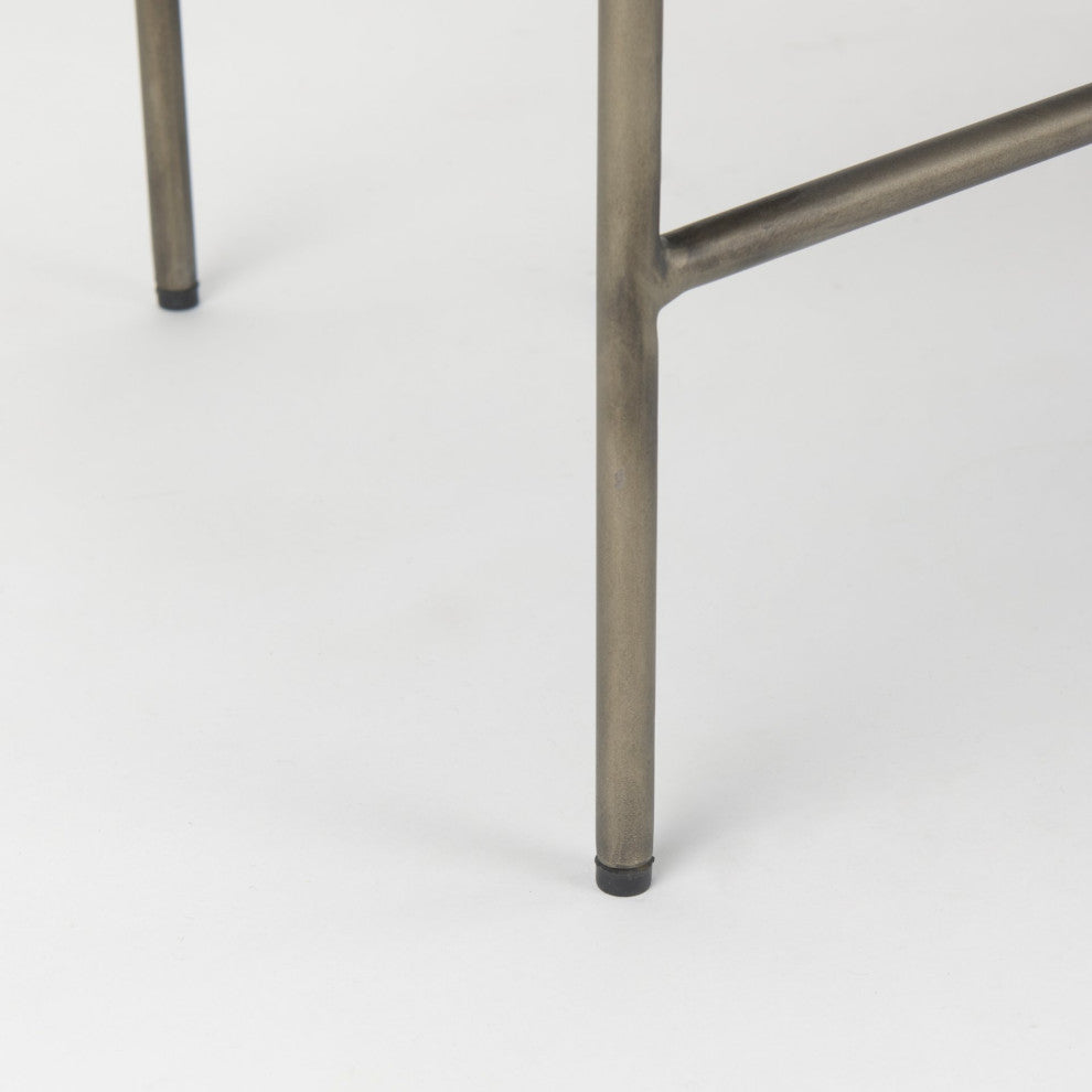 Avery I Multi-Colored Patterned Seat With Silver Iron Frame Accent Bench