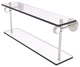 Clearview 22" Two Tiered Glass Shelf with Groovy Accents, Satin Nickel