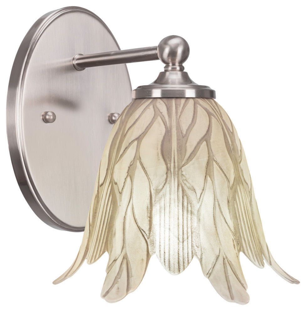 Capri 1-Light Wall Sconce, Brushed Nickel/Vanilla Leaf
