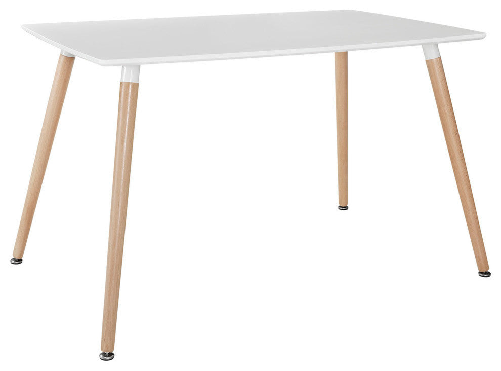 Modern Contemporary Kitchen Wood Dining Chairs and Table Set of 5 White