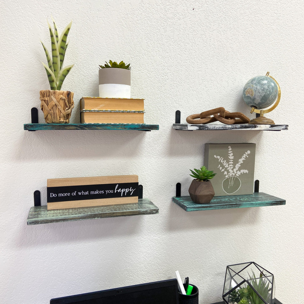 Barn Walls Floating Shelves - Set of 4, Industrial Mix