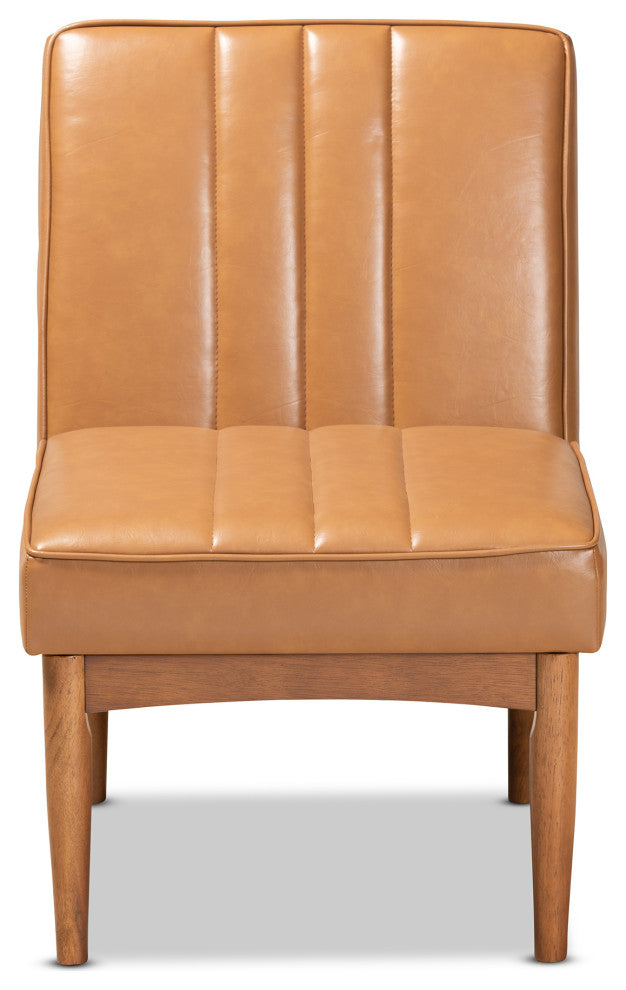 Daymond Modern Tan Faux Leather Walnut Brown Finished Wood Dining Chair