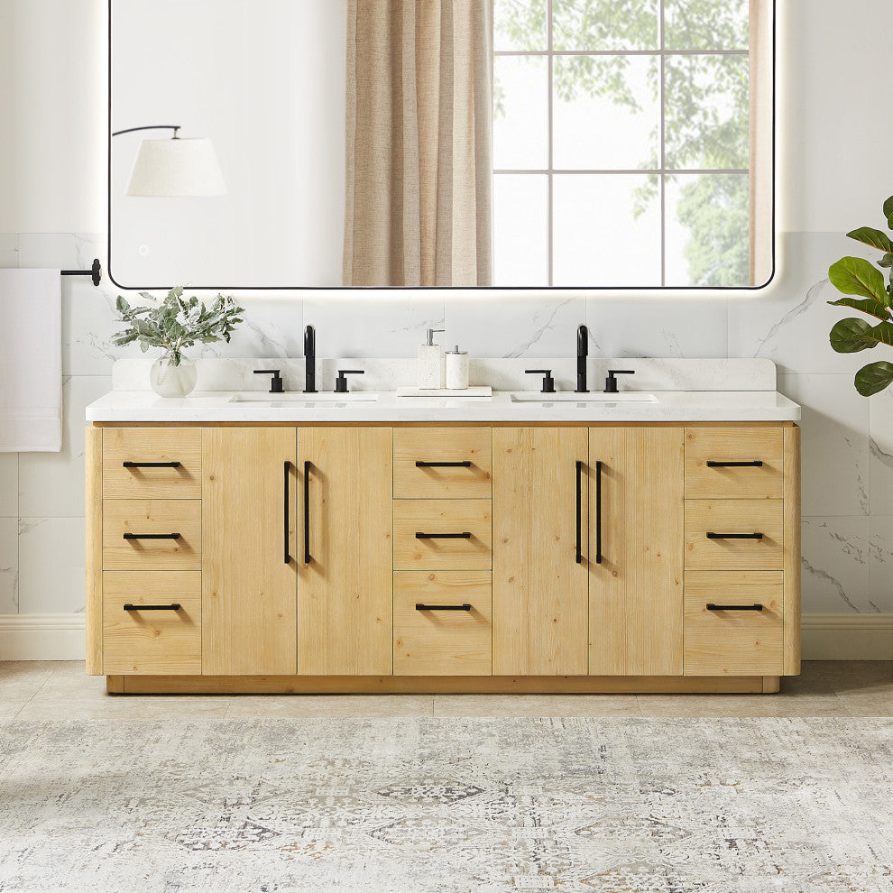 Serene Bathroom Vanity, Nature Brown, 84", No Mirror