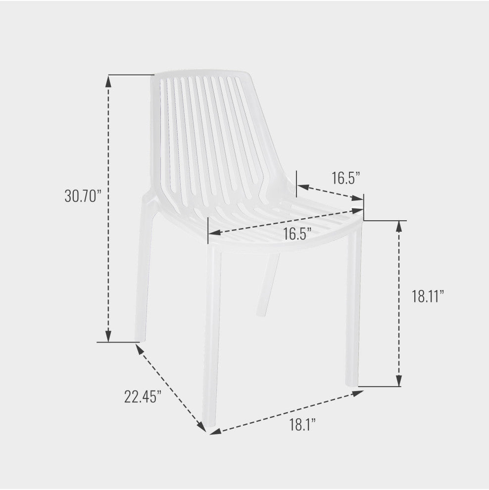 LeisureMod Acken Mid-Century Modern Plastic Dining Chair, White