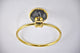 Towel Ring With Nero Marquina Marbel Accents, Polished Chrome