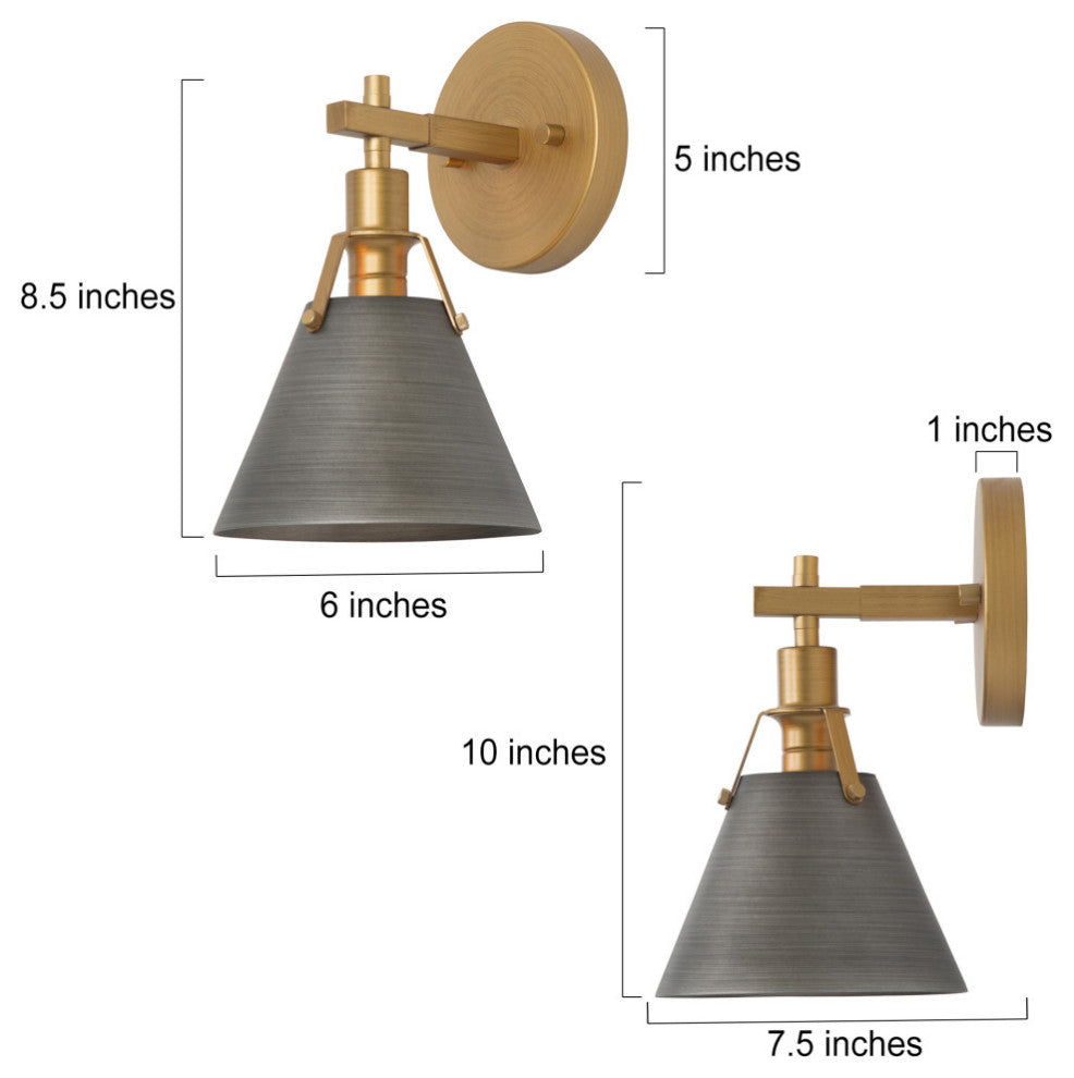 LNC Modern 1-Light Dimmable Metal Armed Wall Sconce 6"W, Gray