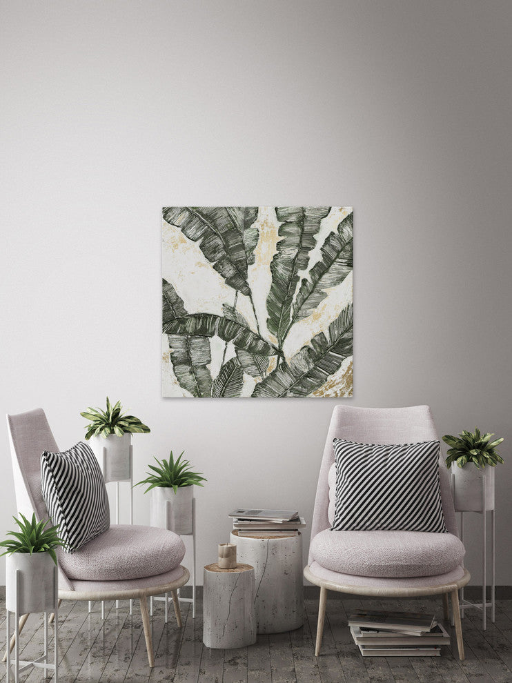 "Green Leaf II" Painting Print on Wrapped Canvas, 40"x40"