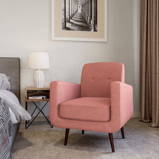 Hasting Arm Accent Chair Comfy Fabric Upholstered Tufted Single Sofa, Brick