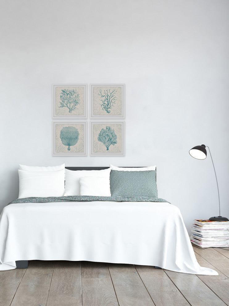 "Coral Group Quadriptych" Framed Painting Prints, 24"x24", 4-Piece Set