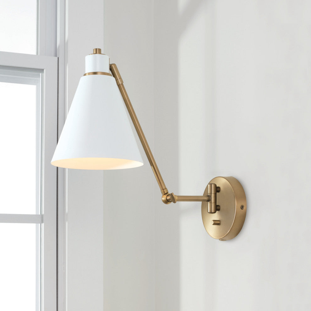 Capital Lighting 650111 Bradley 26" Tall Wall Sconce - Aged Brass / White