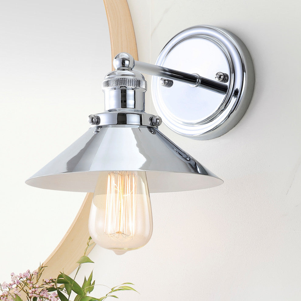 June Metal Shade Sconce, Chrome, 1-Light