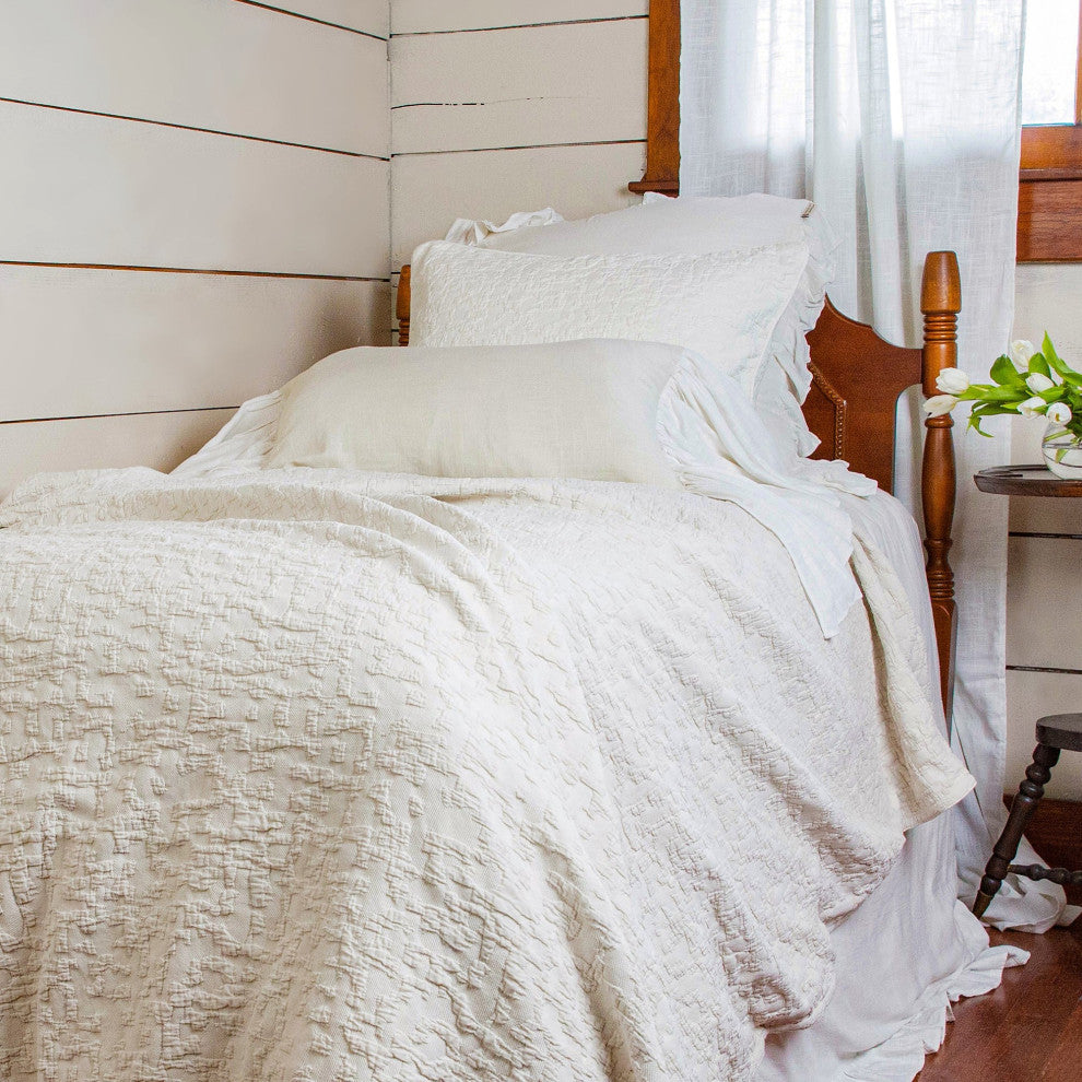 Porto Matelasse Comforter Set, 3PC, Vintage White, Super King