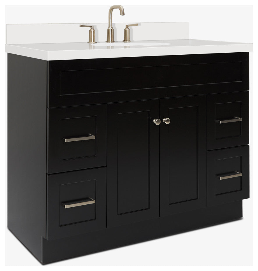 Ariel Hamlet 43" Oval Sink Bath Vanity, 1.5" White Quartz