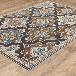 Emilia Panel Medallions Blue/ Rust Area Rug 9'10" x 12'10"
