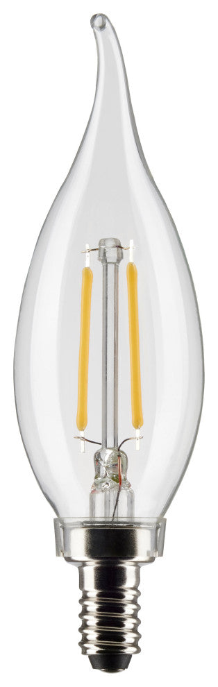 3W CA10 LED, Clear, Candelabra Base, 2700K, 200 Lumens, 120V, 2-Pack