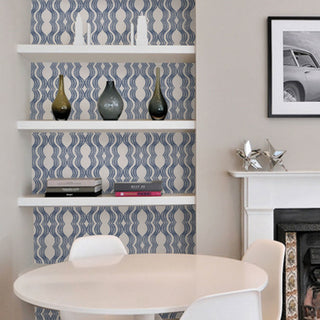 Wave Peel and Stick Vinyl Wallpaper, Navy, 24"x108"