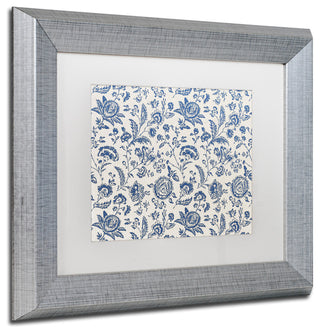 Color Bakery 'Toile Fabrics IX' Art, Silver Frame, White Matte, 14"x11"