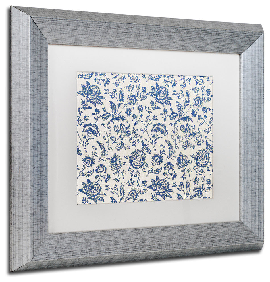 Color Bakery 'Toile Fabrics IX' Art, Silver Frame, White Matte, 14"x11"