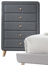 Valda Upholstered Chest, Light Gray Fabric