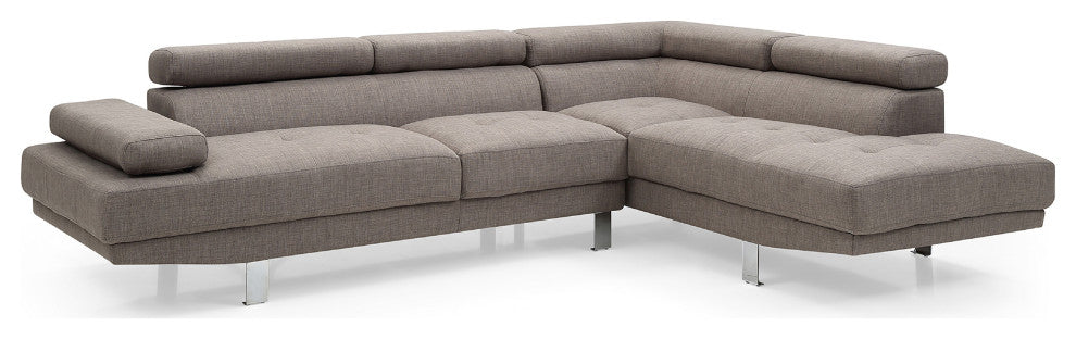 Riveredge 109" W 2 Piece Polyester Twill L Shape Sectional Sofa, Gray