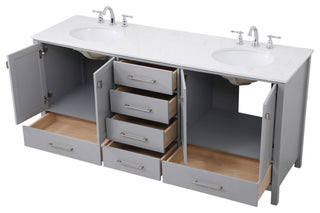Grey 72" Double Sink Bathroom Vanity