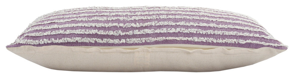 Ox Bay Hand-stitched Purple/White Stripe Organic Cotton Pillow Cover, 14"x36"