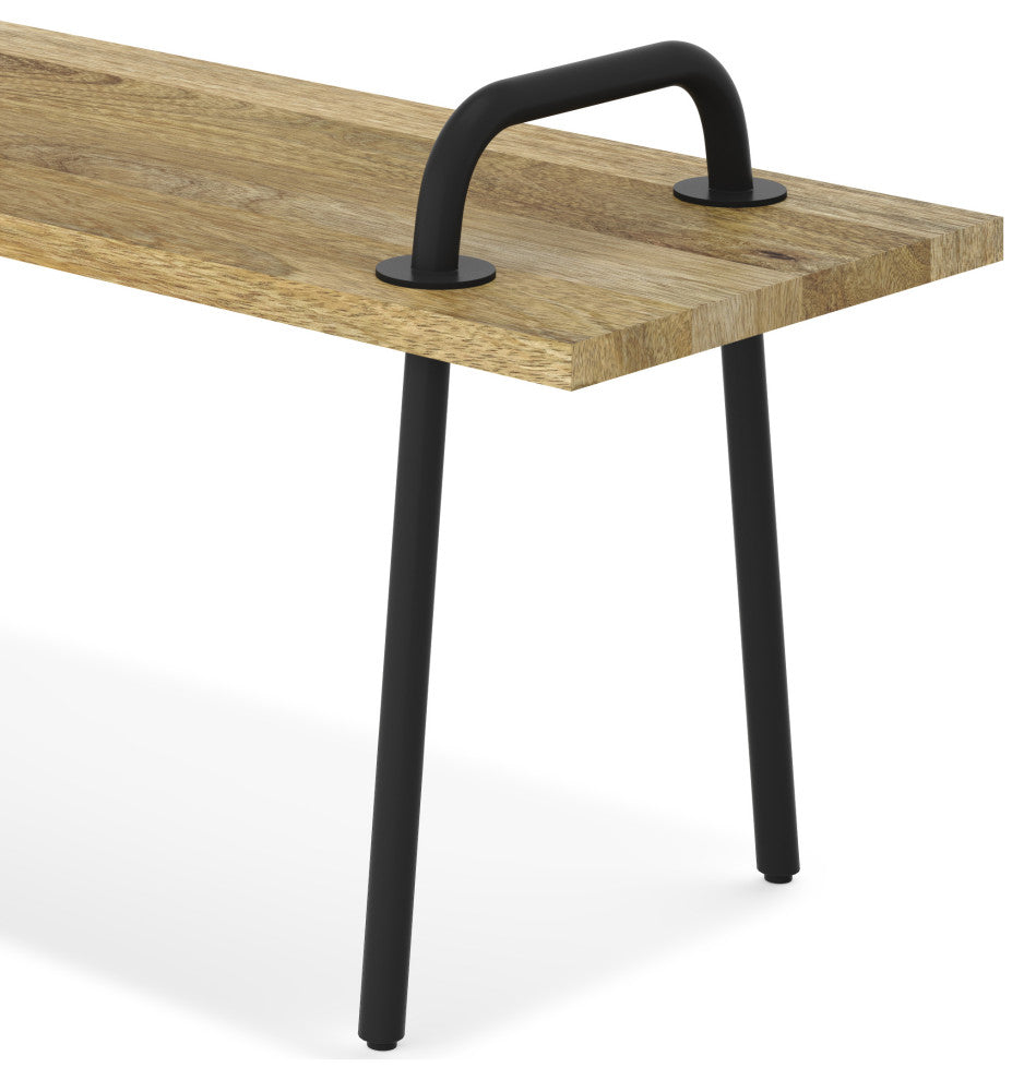 Berkeley Solid Mango Wood Small Entryway Bench, Natural