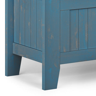 Acadian Solid Wood Entryway Storage Bench, Distressed Coastal Blue