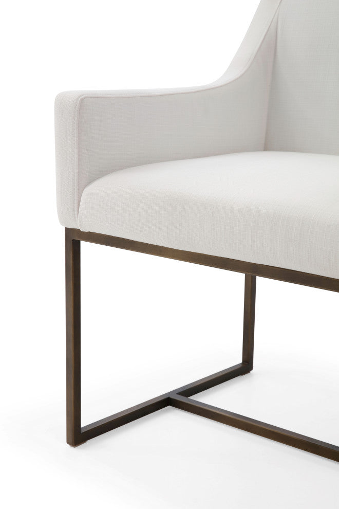 Modrest Basel Off White and Copper Antique Brass Dining Chair