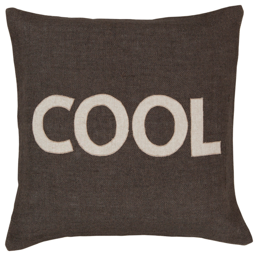 Surya Stencil ST-005 22"x22" Pillow Kit, Taupe/Dark Brown