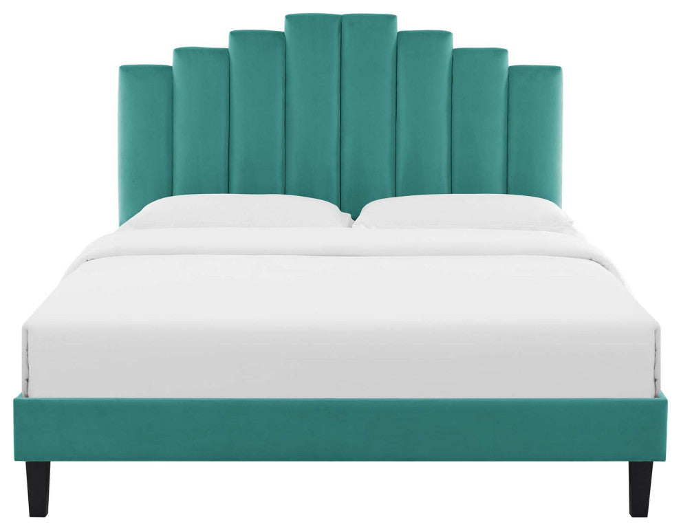 Elise Queen Performance Velvet Platform Bed MOD-6692-TEA
