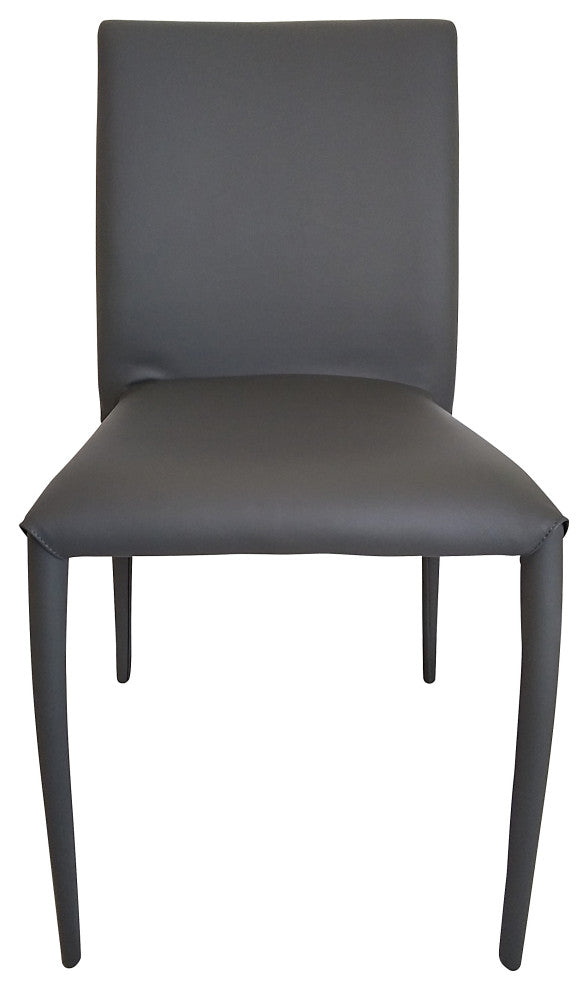 Stackable Dining Chair With PU Seat and Legs, Set of 4, Dark Gray