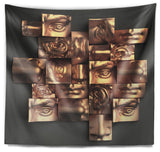 Golden Black Abstract Design Abstract Wall Tapestry, 60"x50"