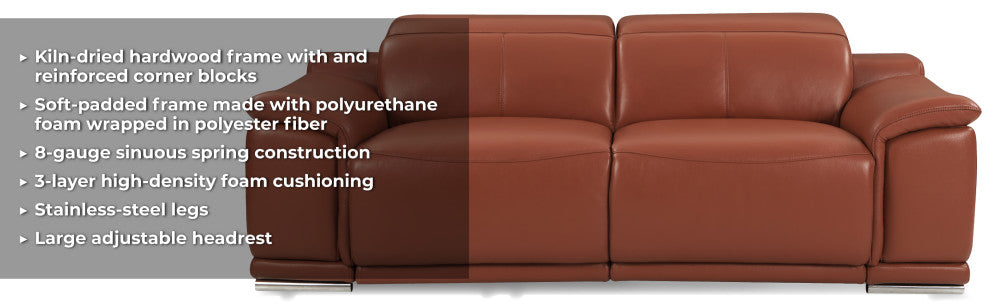 Veneto Italian Leather Power Reclining Chair, Camel