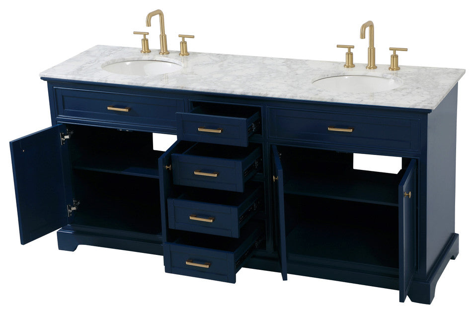 Home Living 72" Double Bathroom Vanity, Blue