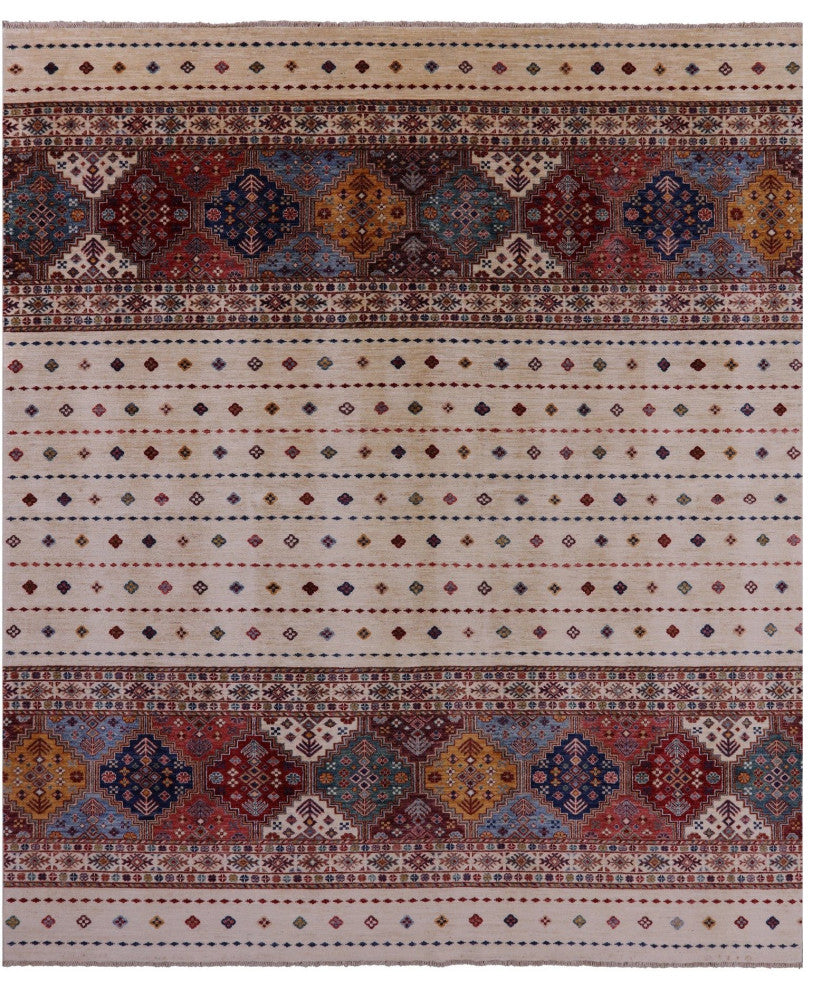 Handmade Khorjin Super Kazak Wool Rug 8' 1" X 9' 7" Q5242