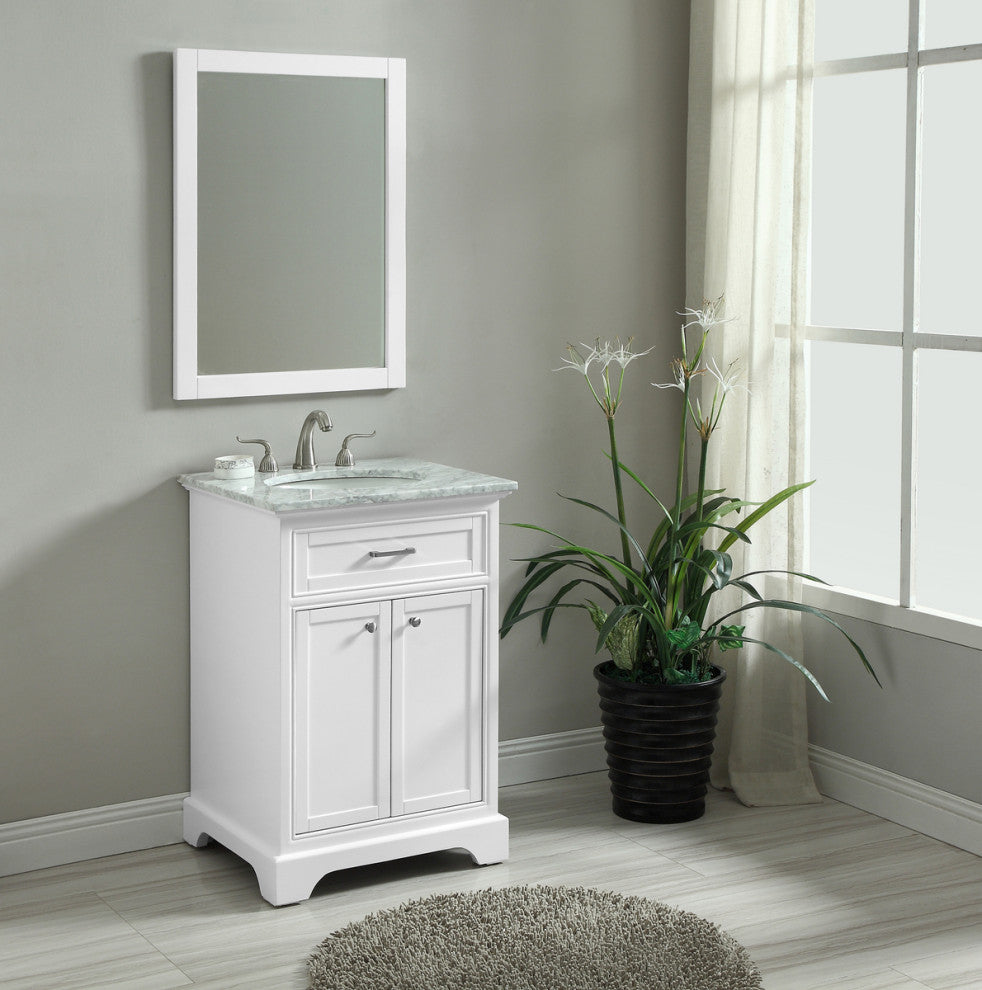 Amber Single Bathroom Vanity, Blue, White, 24"