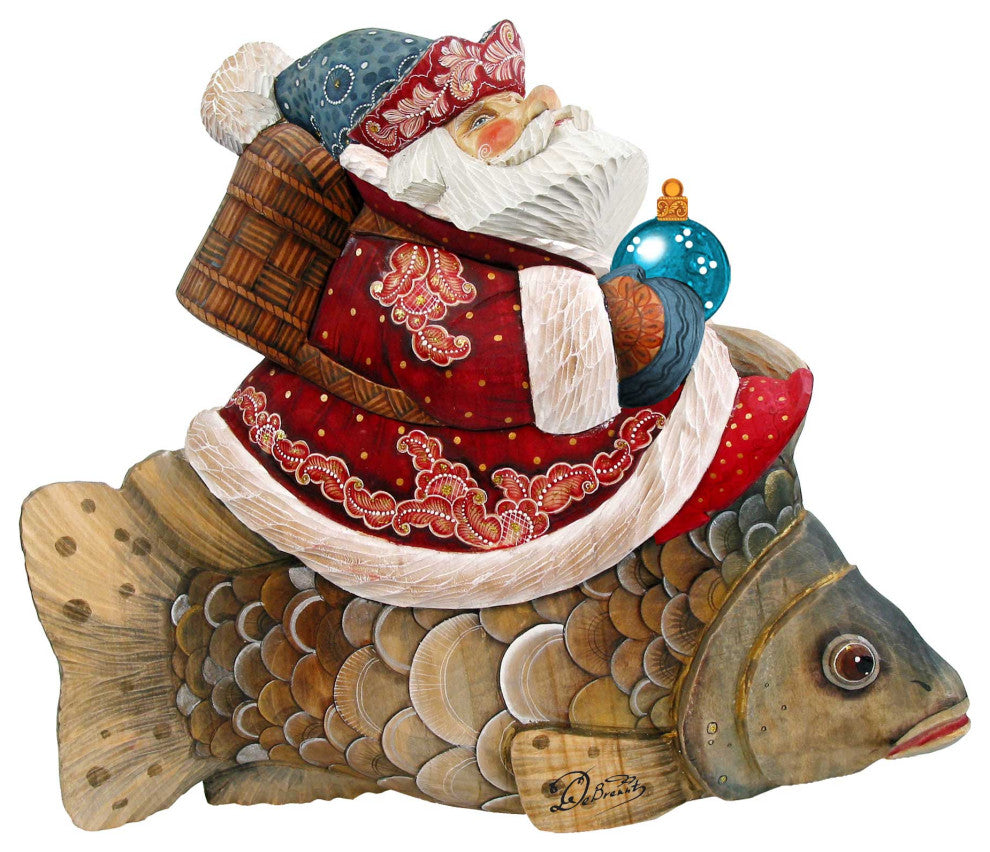 Golden Fish Santa Wooden Door Hanger