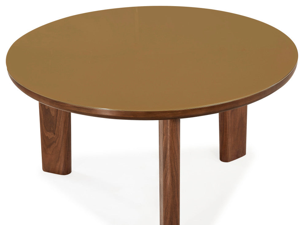 Oani Walnut and Glass Dining Table, Round