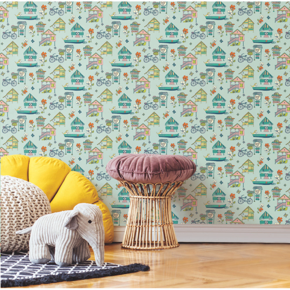 Holalola Caribbean Peel and Stick Wallpaper, Blue