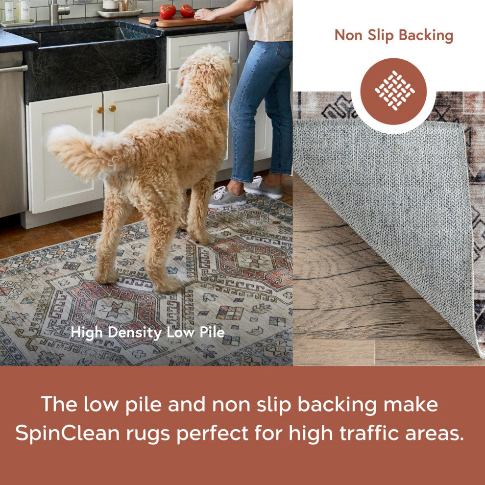 Nuloom Washable Traditional Stain Repellent Area Rug, Light Orange 8'x10'