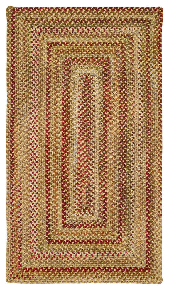 Manchester Concentric Braided Rectangle Rug, Gold Hues, 3'x3'