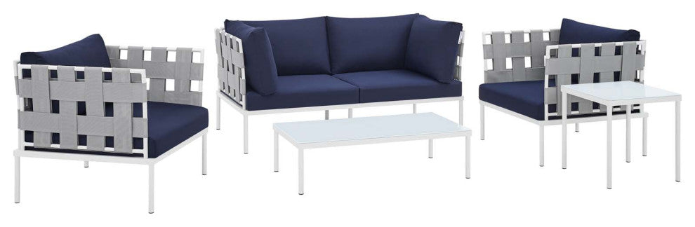 Harmony 5-Piece Sunbrella Outdoor Patio Aluminum Furniture Set
