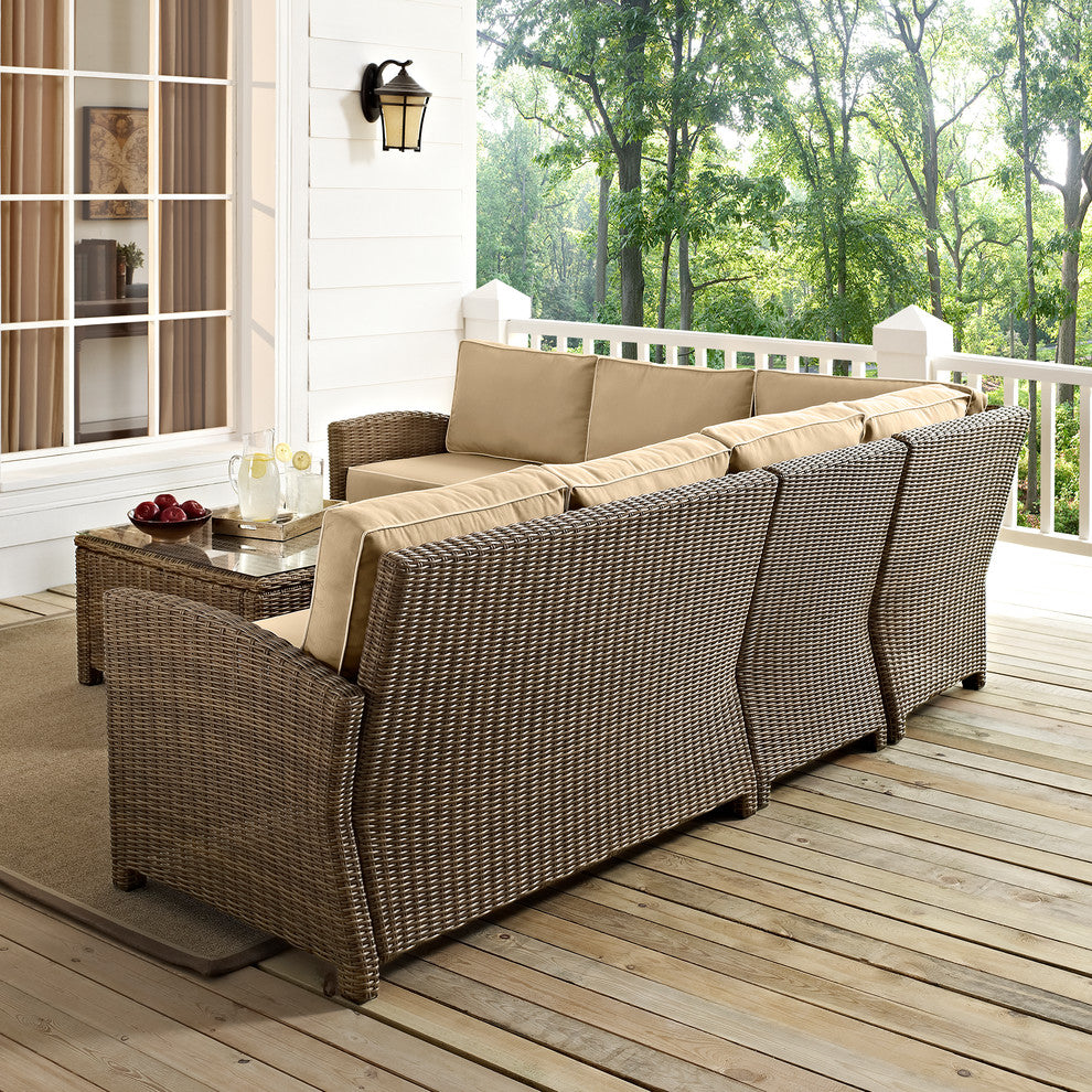 Bradenton 5-Piece Outdoor Wicker Seating Set With Cushions, Sand