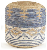 Geometric Natural Jute Pouf