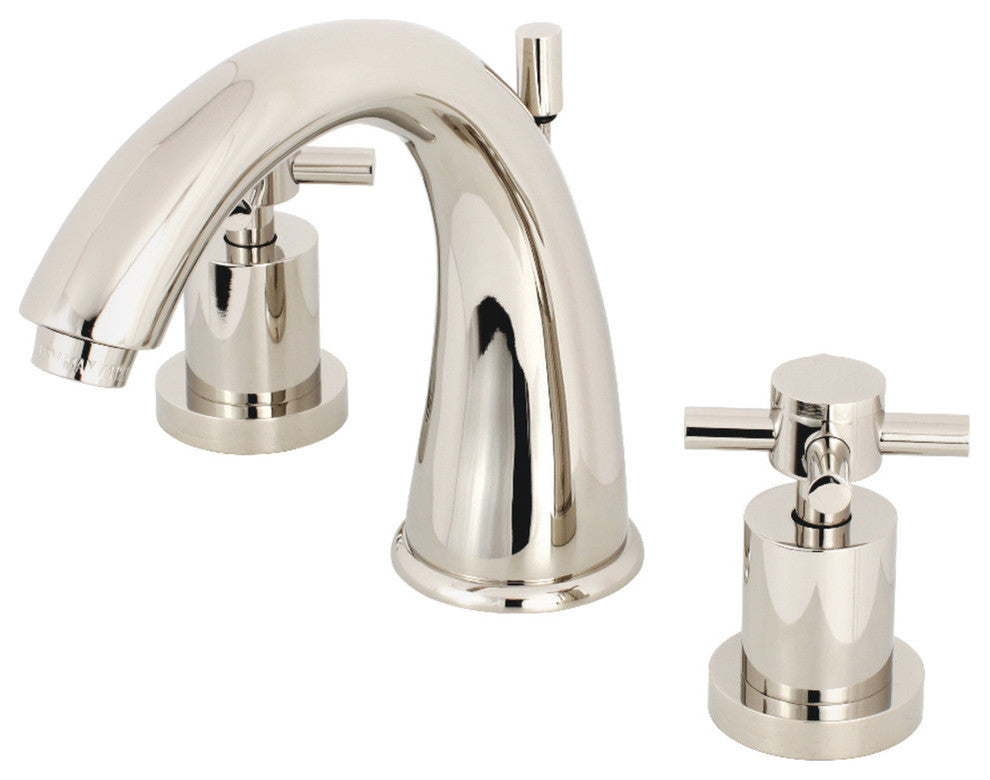 Kingston Brass Widespread Bathroom Faucet With Brass Pop-Up, Polished Nickel