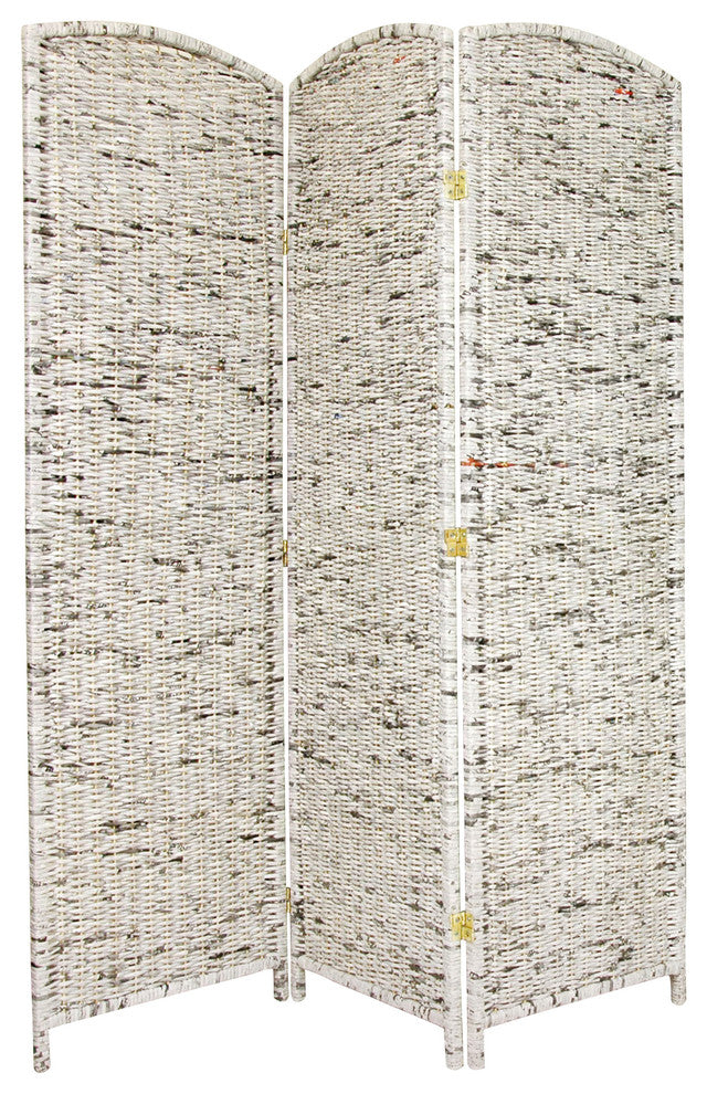 6'' Tall Recycled Newspaper Room Divider, 3 Panels