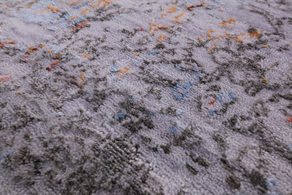 2' 7" X 13' 10" Wool and Silk Modern Handmade Runner Rug Q9263
